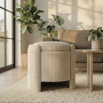 Puff Atelier Del Sofa Cuddle (50 x 46 x 42 cm) beige - Beige - Møbler - Stoler & lenestoler - Krakk - Puff - Sittepuff med oppbevaring
