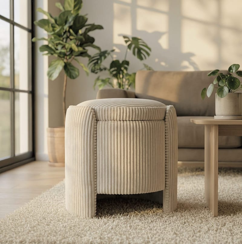Puff Atelier Del Sofa Cuddle (50 x 46 x 42 cm) beige - Beige - Møbler - Stoler & lenestoler - Krakk - Puff - Sittepuff med oppbevaring