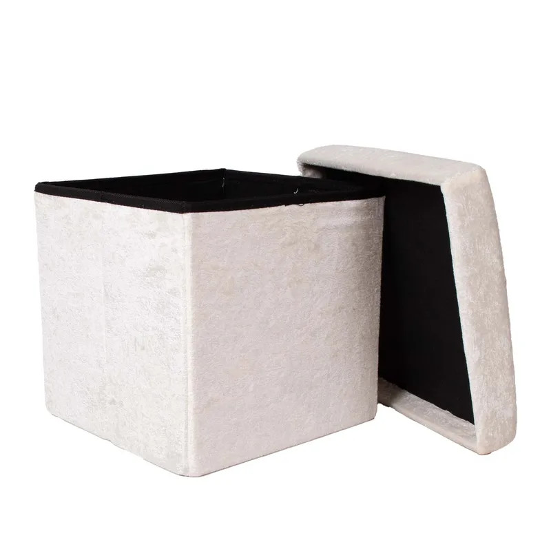 Puff HOME4YOU Jesse med oppbevaring 30x30x30 cm Hvit - Hvit - Møbler - Stoler & lenestoler - Krakk - Puff