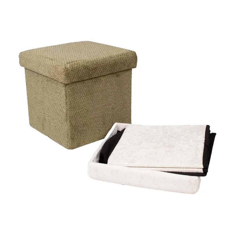 Puff HOME4YOU Jesse med oppbevaring 30x30x30 cm Hvit - Hvit - Møbler - Stoler & lenestoler - Krakk - Puff