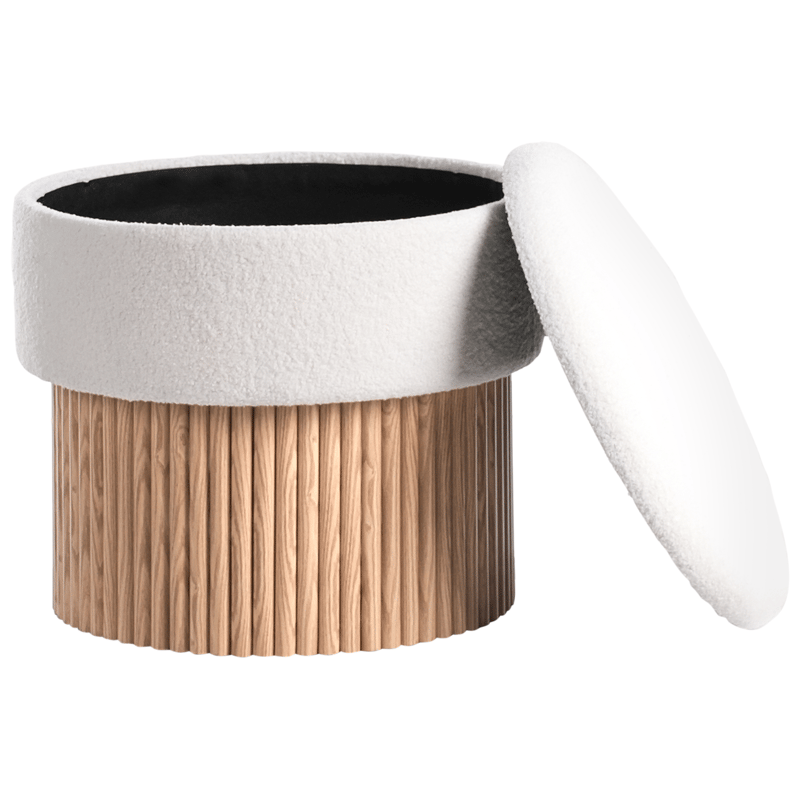 Puff Richey - Off-White - Møbler - Stoler & lenestoler - Krakk - Puff - Sittepuff med oppbevaring