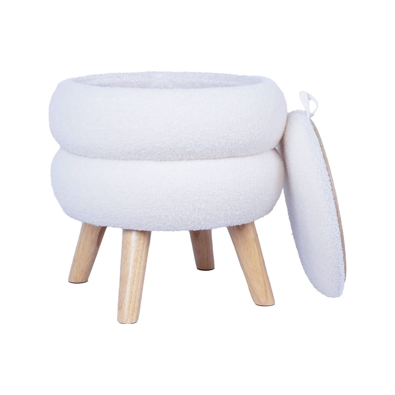 Puff/bord HOME4YOU Hana D40x41 cm hvit, med oppbevaring - Hvit - Møbler - Stoler & lenestoler - Krakk - Puff