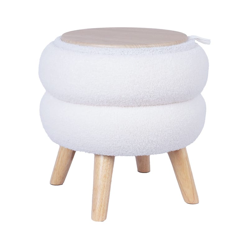 Puff/bord HOME4YOU Hana D40x41 cm hvit, med oppbevaring, Hvit