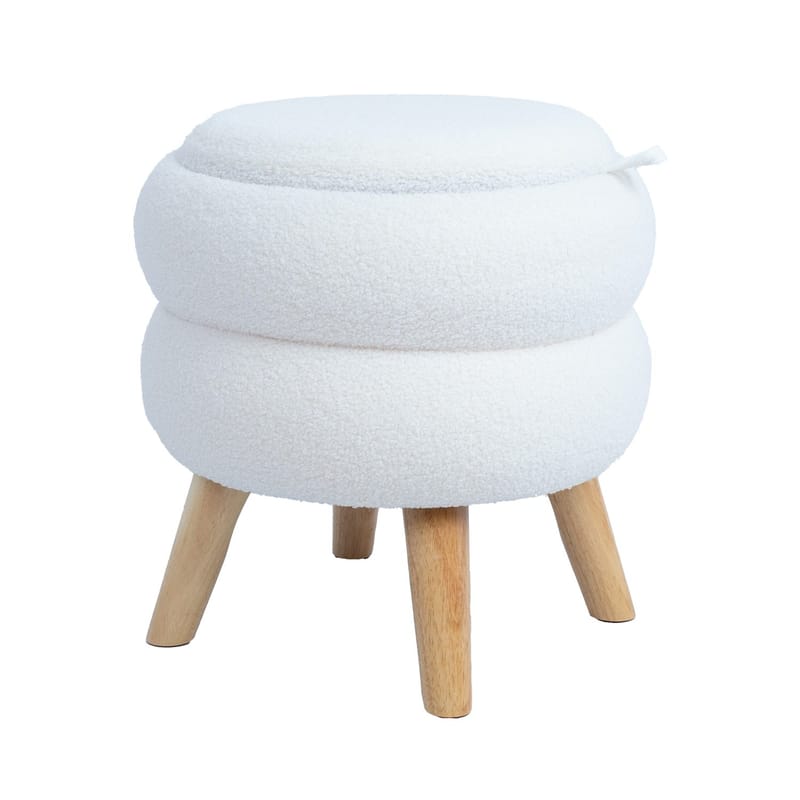 Puff/bord HOME4YOU Hana D40x41 cm hvit, med oppbevaring - Hvit - Møbler - Stoler & lenestoler - Krakk - Puff