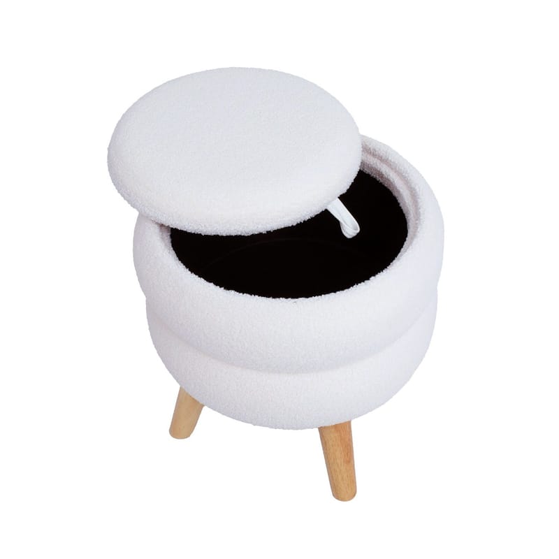 Puff/bord HOME4YOU Hana D40x41 cm hvit, med oppbevaring - Hvit - Møbler - Stoler & lenestoler - Krakk - Puff