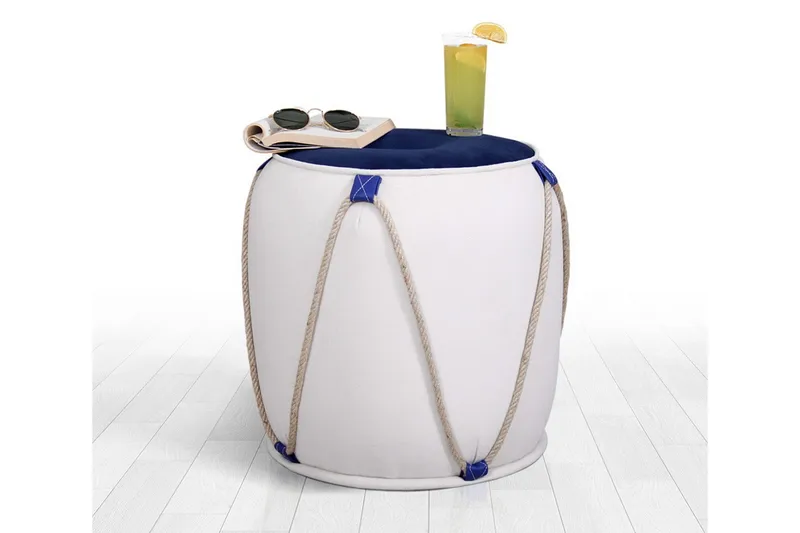 Redlands Sittepuff 42 cm - Hvit/Blå - Møbler - Stoler & lenestoler - Krakk - Puff