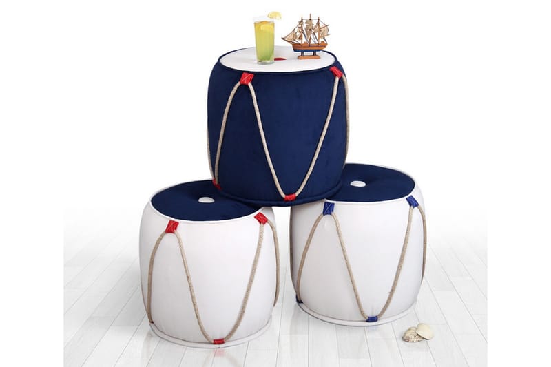 Redlands Sittepuff 42 cm - Hvit/Rød - Møbler - Stoler & lenestoler - Krakk - Puff