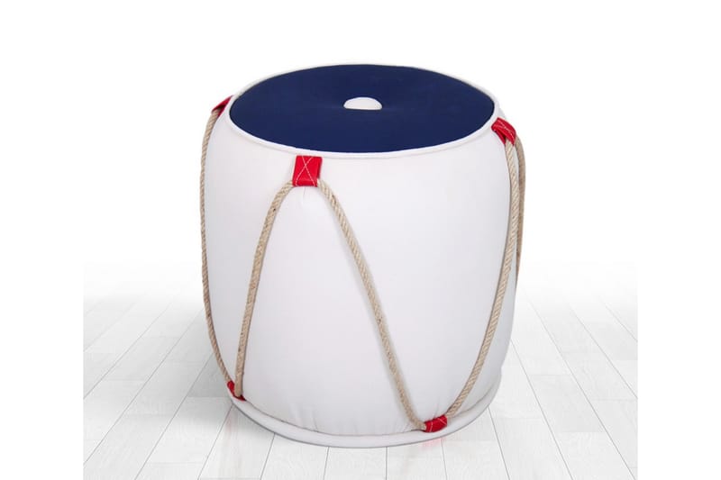 Redlands Sittepuff 42 cm - Hvit/Rød - Møbler - Stoler & lenestoler - Krakk - Puff