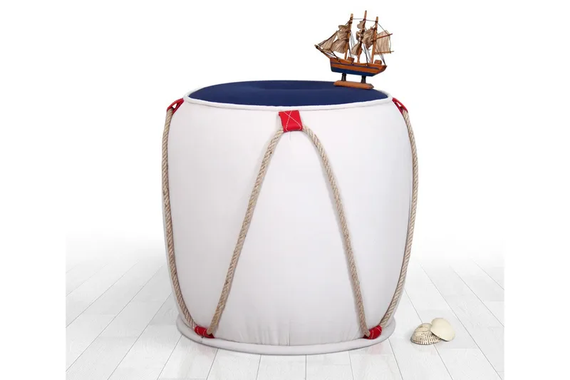 Redlands Sittepuff 42 cm - Hvit/Rød - Møbler - Stoler & lenestoler - Krakk - Puff