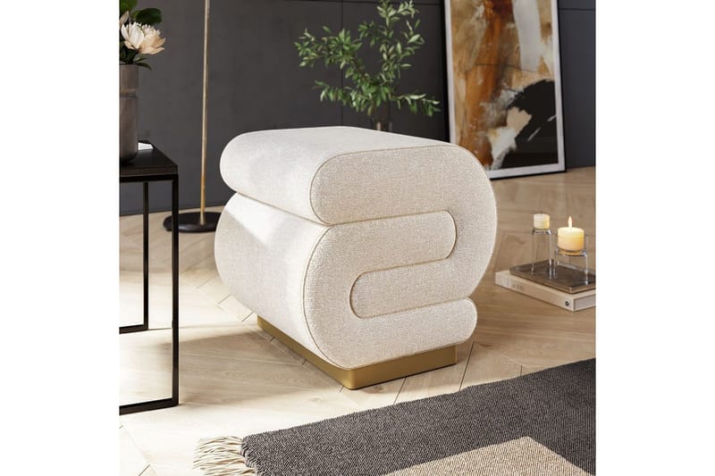 Puff Sanina Krem - Cremehvit - Møbler - Stoler & lenestoler - Krakk - Puff