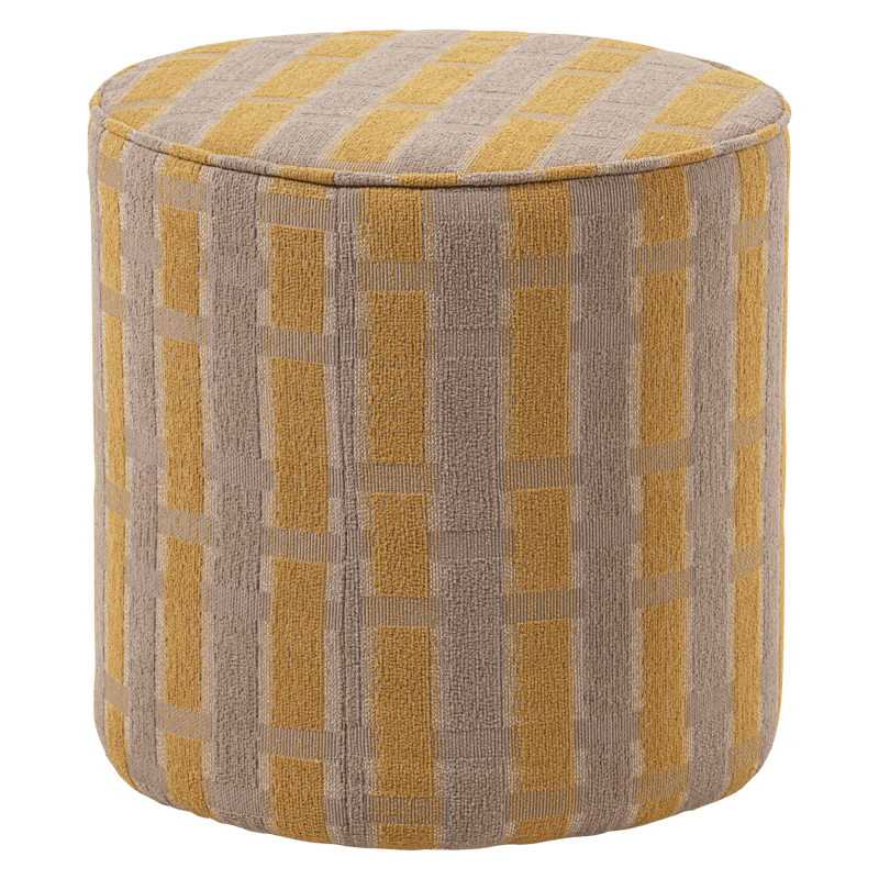 Puff Sarli 46 cm rundt, Taupe/Gul