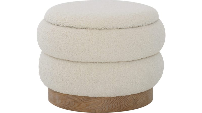 Selvaro puff med oppbevaring 50 cm rund, Beige