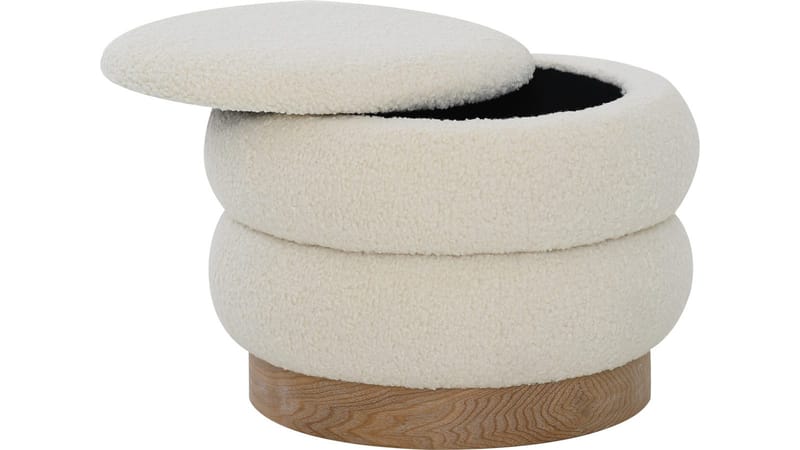 Selvaro puff med oppbevaring 50 cm rund - Beige - Møbler - Stoler & lenestoler - Krakk - Puff - Sittepuff med oppbevaring