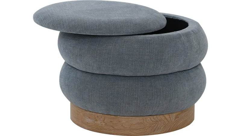 Selvaro puff med oppbevaring 50 cm rund - Blå - Møbler - Stoler & lenestoler - Krakk - Puff - Sittepuff med oppbevaring