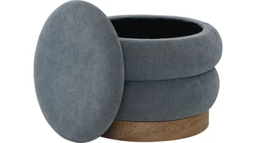 Selvaro puff med oppbevaring 50 cm rund - Blå - Møbler - Stoler & lenestoler - Krakk - Puff - Sittepuff med oppbevaring