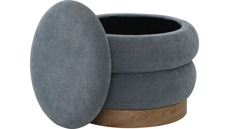 Selvaro puff med oppbevaring 50 cm rund - Blå - Møbler - Stoler & lenestoler - Krakk - Puff - Sittepuff med oppbevaring