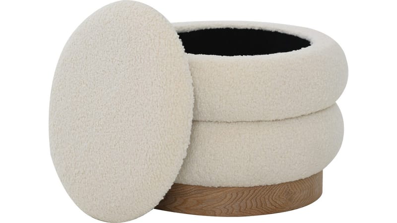 Selvaro puff med oppbevaring 50 cm rund - Beige - Møbler - Stoler & lenestoler - Krakk - Puff - Sittepuff med oppbevaring