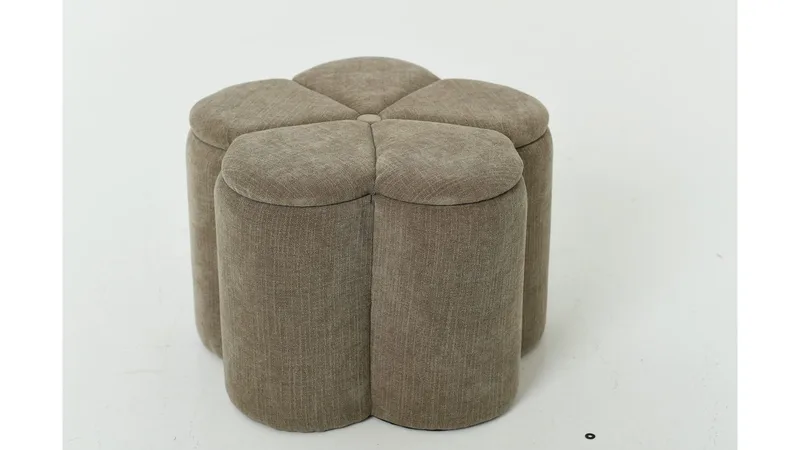 Sittepuff Viresta med Oppbevaring Ø60 cm, Beige
