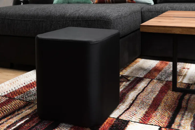 Square Puff Lær - Svart - Møbler - Stoler & lenestoler - Krakk - Puff