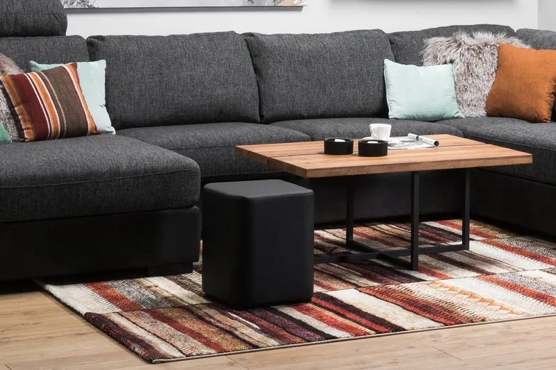 Square Puff Lær - Svart - Møbler - Stoler & lenestoler - Krakk - Puff