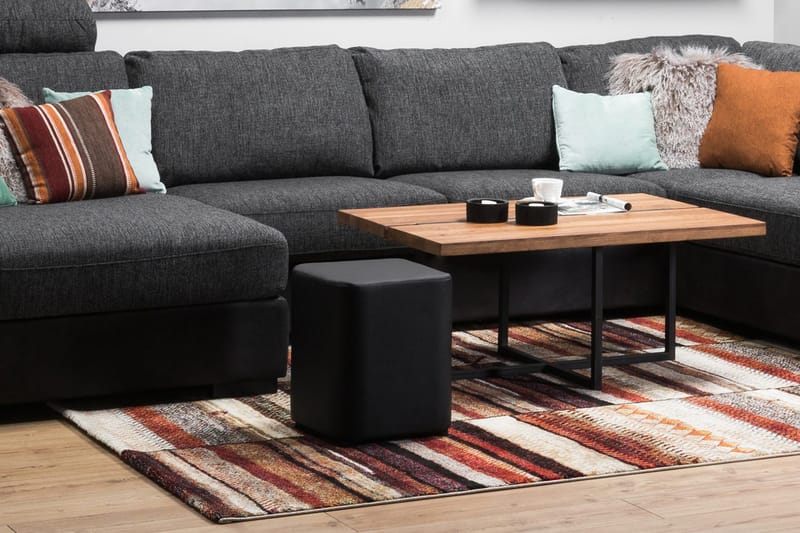 Square Puff Lær - Svart - Møbler - Stoler & lenestoler - Krakk - Puff