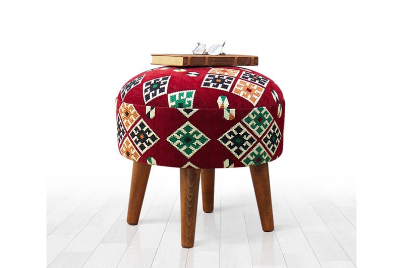 Tarrytown Sittepuff 46 cm - Rød/Grønn - Møbler - Stoler & lenestoler - Krakk - Puff