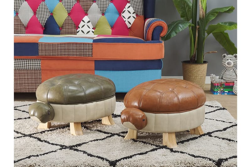 Tartaruga Sittepuff - Kunstlær/Grønn/Beige - Møbler - Stoler & lenestoler - Krakk - Puff