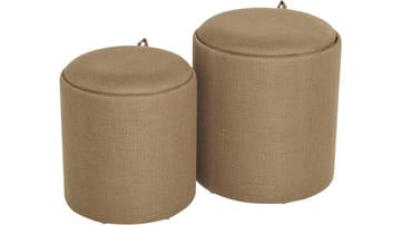 Velmira puff 2 deler 39 cm rund - Mørk beige - Møbler - Stoler & lenestoler - Krakk - Puff - Sittepuff med oppbevaring