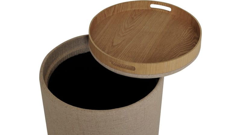 Velmira puff 2 deler 39 cm rund - Mørk beige - Møbler - Stoler & lenestoler - Krakk - Puff - Sittepuff med oppbevaring