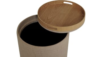 Velmira puff 2 deler 39 cm rund - Mørk beige - Møbler - Stoler & lenestoler - Krakk - Puff - Sittepuff med oppbevaring