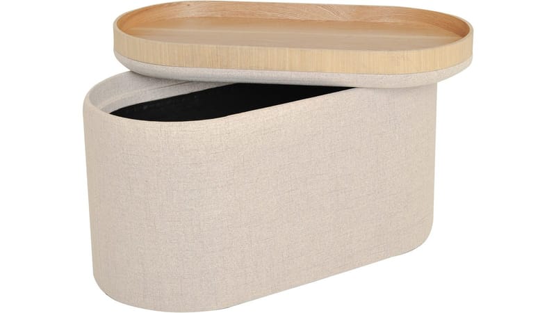 Velmira Puff 77 cm Oval - Beige - Møbler - Stoler & lenestoler - Krakk - Puff - Sittepuff med oppbevaring