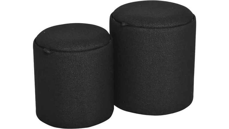 Velmira puff 2 deler 39 cm rund, Svart