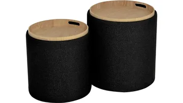 Velmira puff 2 deler 39 cm rund - Svart - Møbler - Stoler & lenestoler - Krakk - Puff - Sittepuff med oppbevaring
