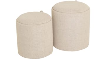 Velmira Puff 2 deler 39 cm Rund - Beige - Møbler - Stoler & lenestoler - Krakk - Puff - Sittepuff med oppbevaring