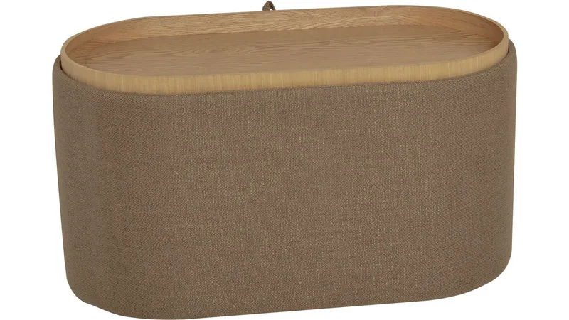 Velmira Puff 77 cm Oval - mørk beige - Møbler - Stoler & lenestoler - Krakk - Puff - Sittepuff med oppbevaring