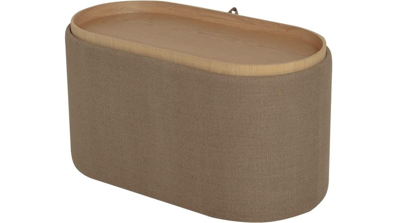 Velmira Puff 77 cm Oval - mørk beige - Møbler - Stoler & lenestoler - Krakk - Puff - Sittepuff med oppbevaring