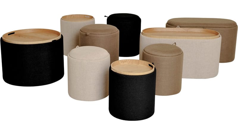 Velmira Puff 2 deler 39 cm Rund - Beige - Møbler - Stoler & lenestoler - Krakk - Puff - Sittepuff med oppbevaring