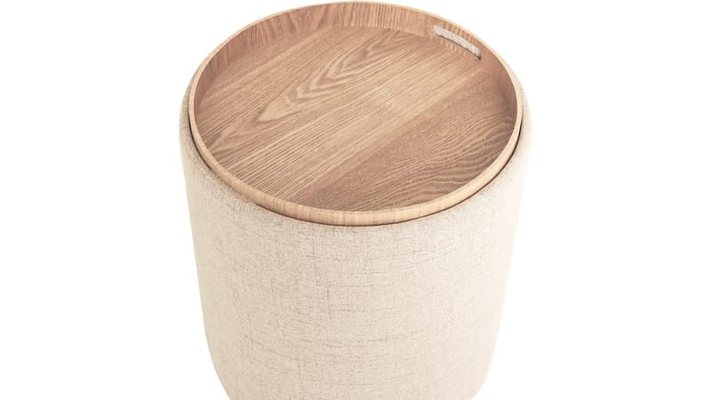 Velmira Puff 2 deler 39 cm Rund - Beige - Møbler - Stoler & lenestoler - Krakk - Puff - Sittepuff med oppbevaring