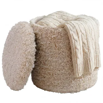 Veron rund sittepuff med oppbevaring i ullstoff - lys beige - Møbler - Stoler & lenestoler - Krakk - Puff