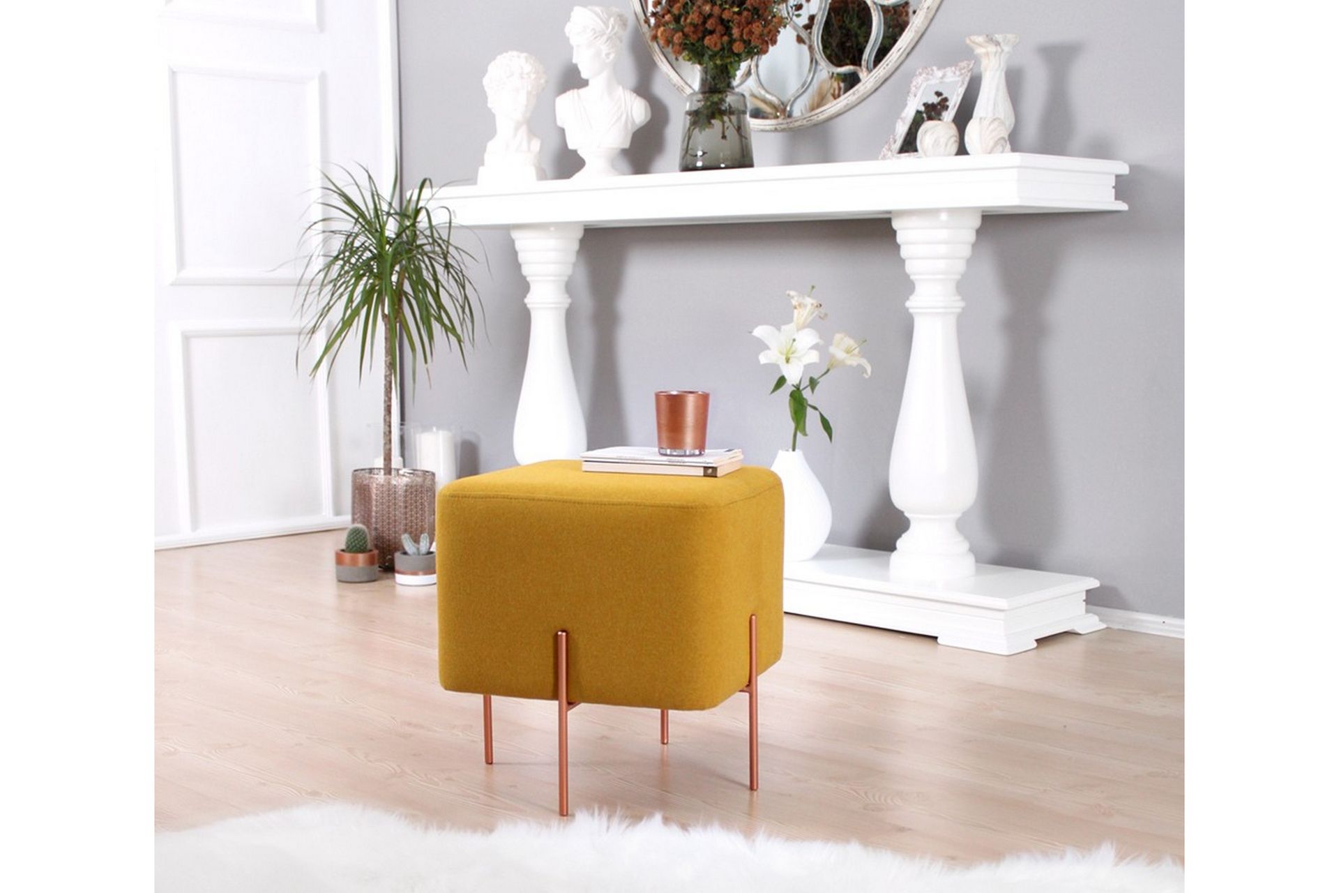 Yellowknife Sittepuff 40 cm - Sennepsgul - Møbler - Stoler & lenestoler - Krakk - Puff