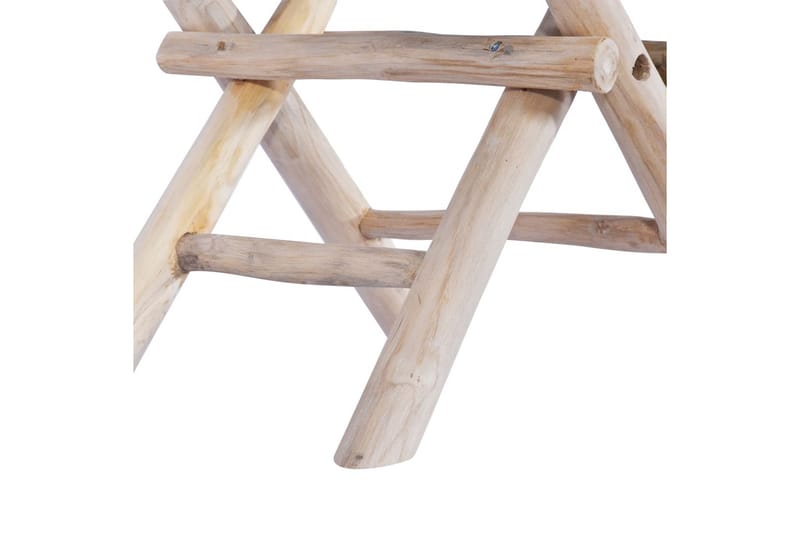 Sammenleggbar krakk ekte skinn og heltre teak - Brun - Møbler - Stoler & lenestoler - Krakk