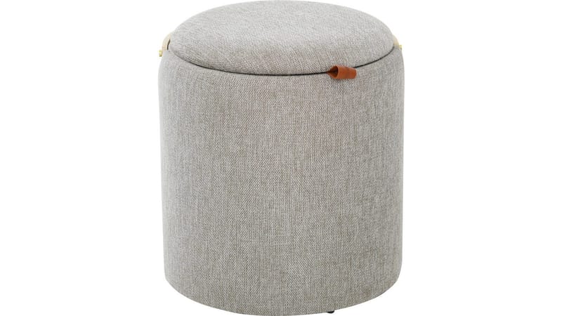 Serano puff med trehåndtak 40 cm rund, Grå