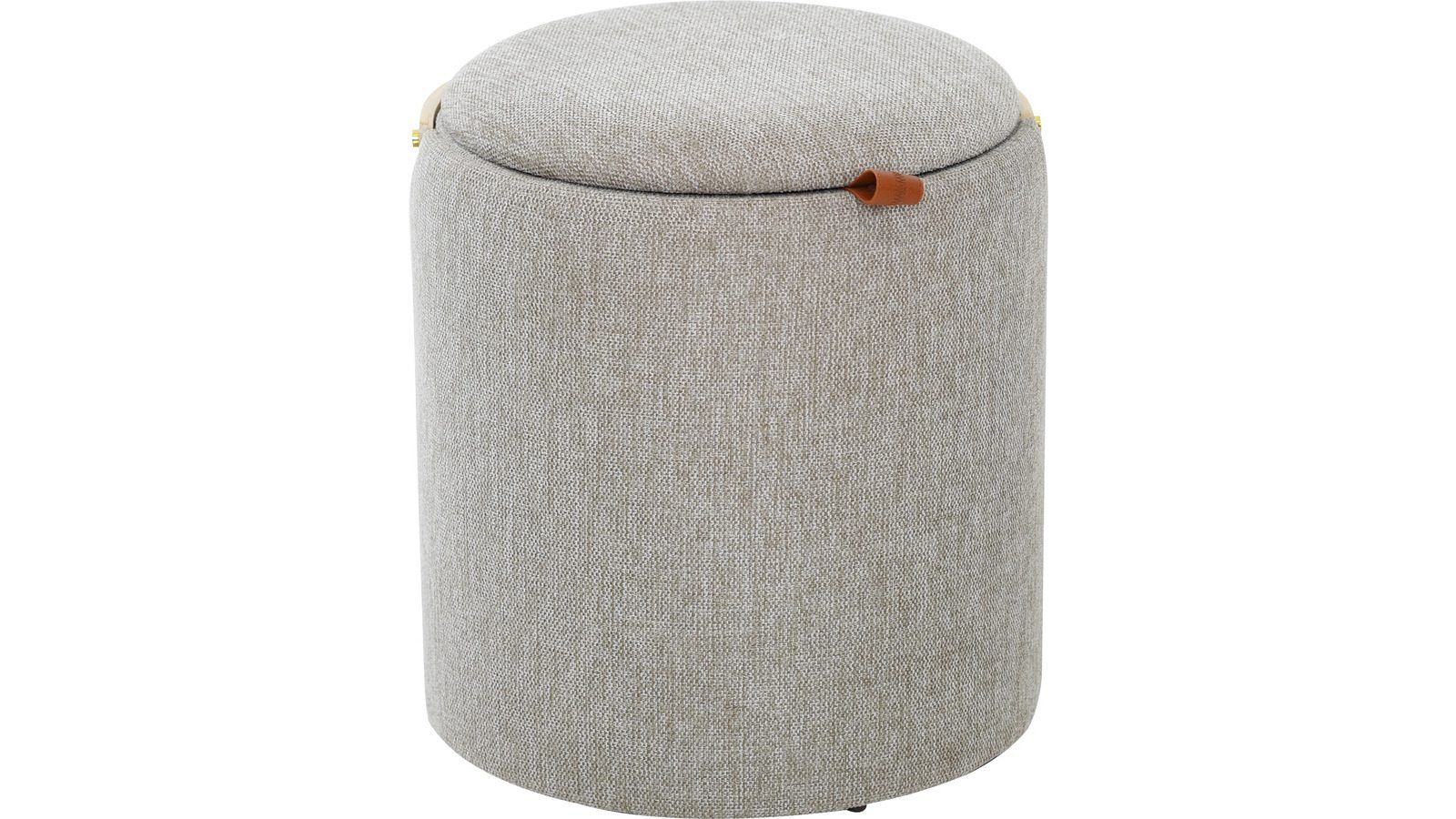 Serano puff med trehåndtak 40 cm rund - Grå