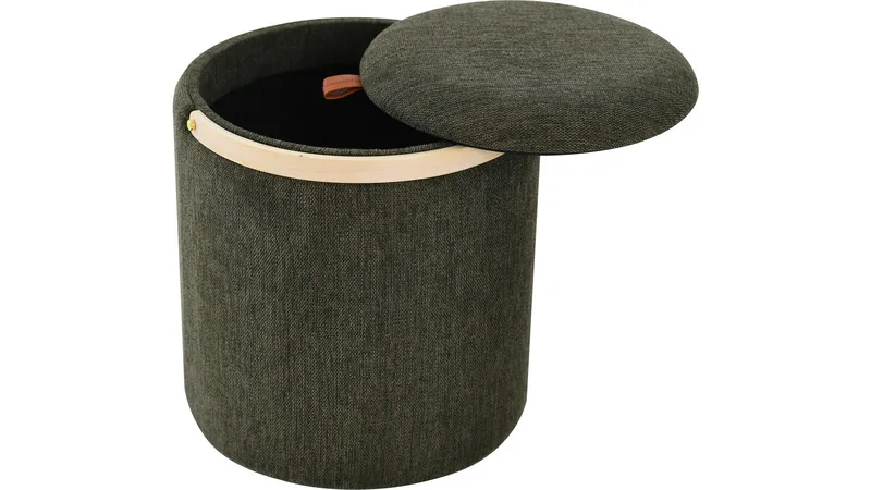 Serano puff med trehåndtak 40 cm rund - Grønn - Møbler - Stoler & lenestoler - Krakk - Puff