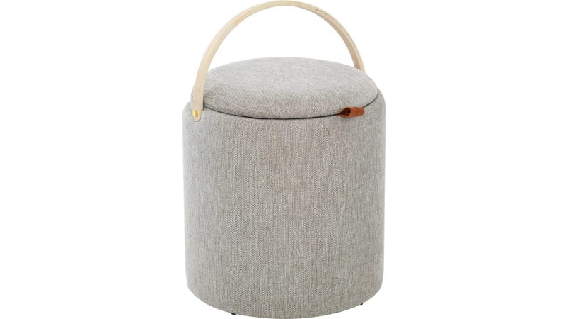 Serano puff med trehåndtak 40 cm rund - Grå - Møbler - Stoler & lenestoler - Krakk - Puff