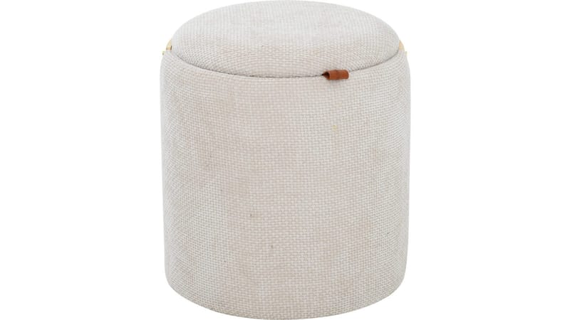 Serano puff med trehåndtak 40 cm rund, Beige