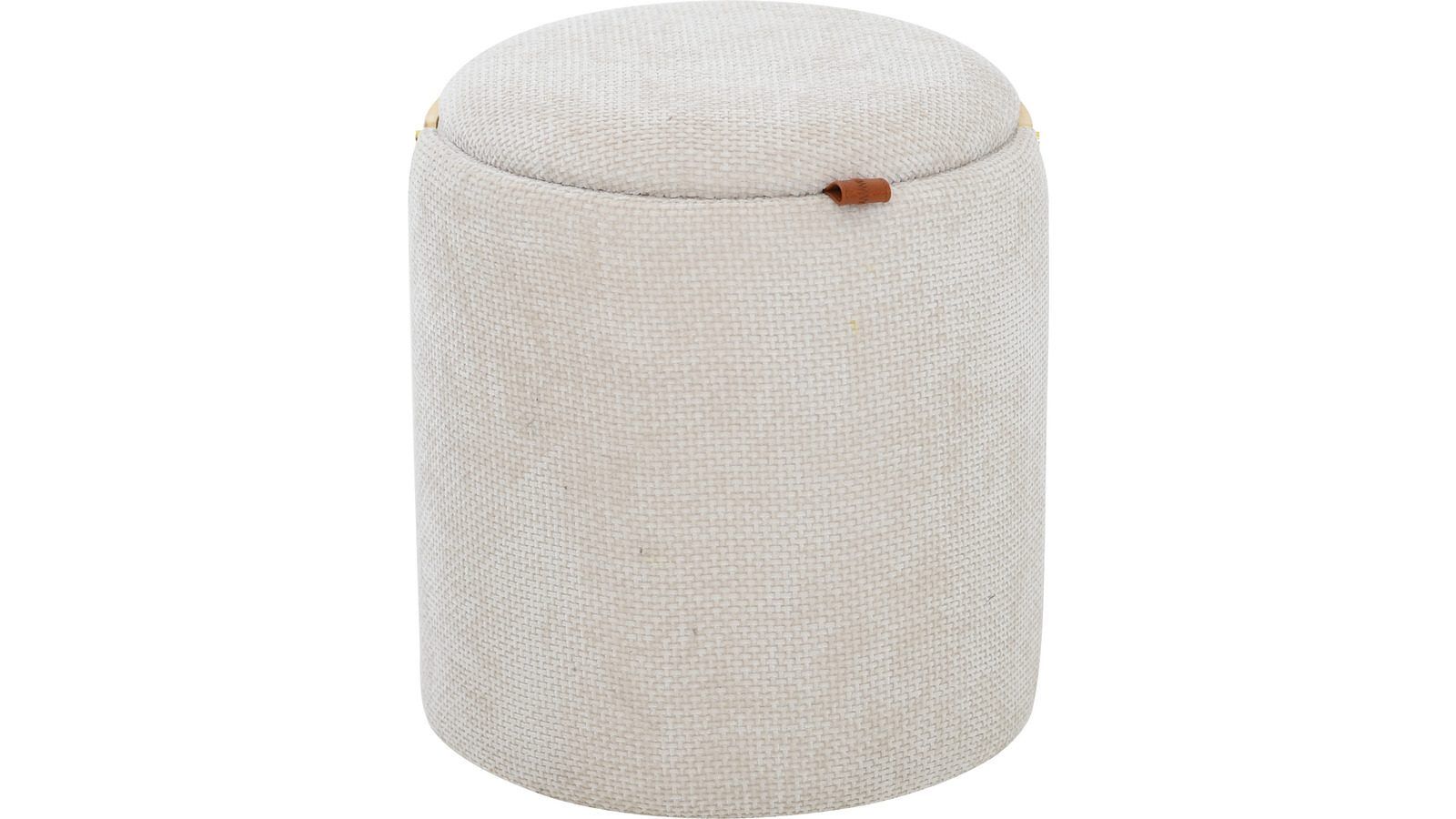 Serano puff med trehåndtak 40 cm rund - Beige