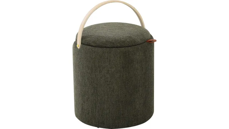 Serano puff med trehåndtak 40 cm rund - Grønn - Møbler - Stoler & lenestoler - Krakk - Puff