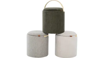 Serano puff med trehåndtak 40 cm rund - Grønn - Møbler - Stoler & lenestoler - Krakk - Puff