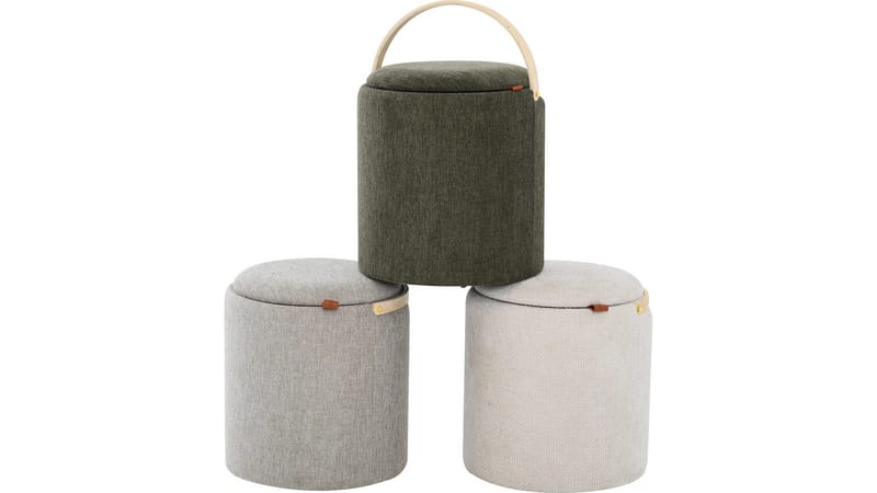 Serano puff med trehåndtak 40 cm rund - Grønn - Møbler - Stoler & lenestoler - Krakk - Puff